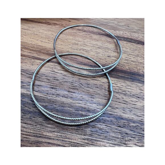 Modern White Ball Drop & Silver Tone Hoop Earrings 2 Pairs NEW! - Picture 3 of 7